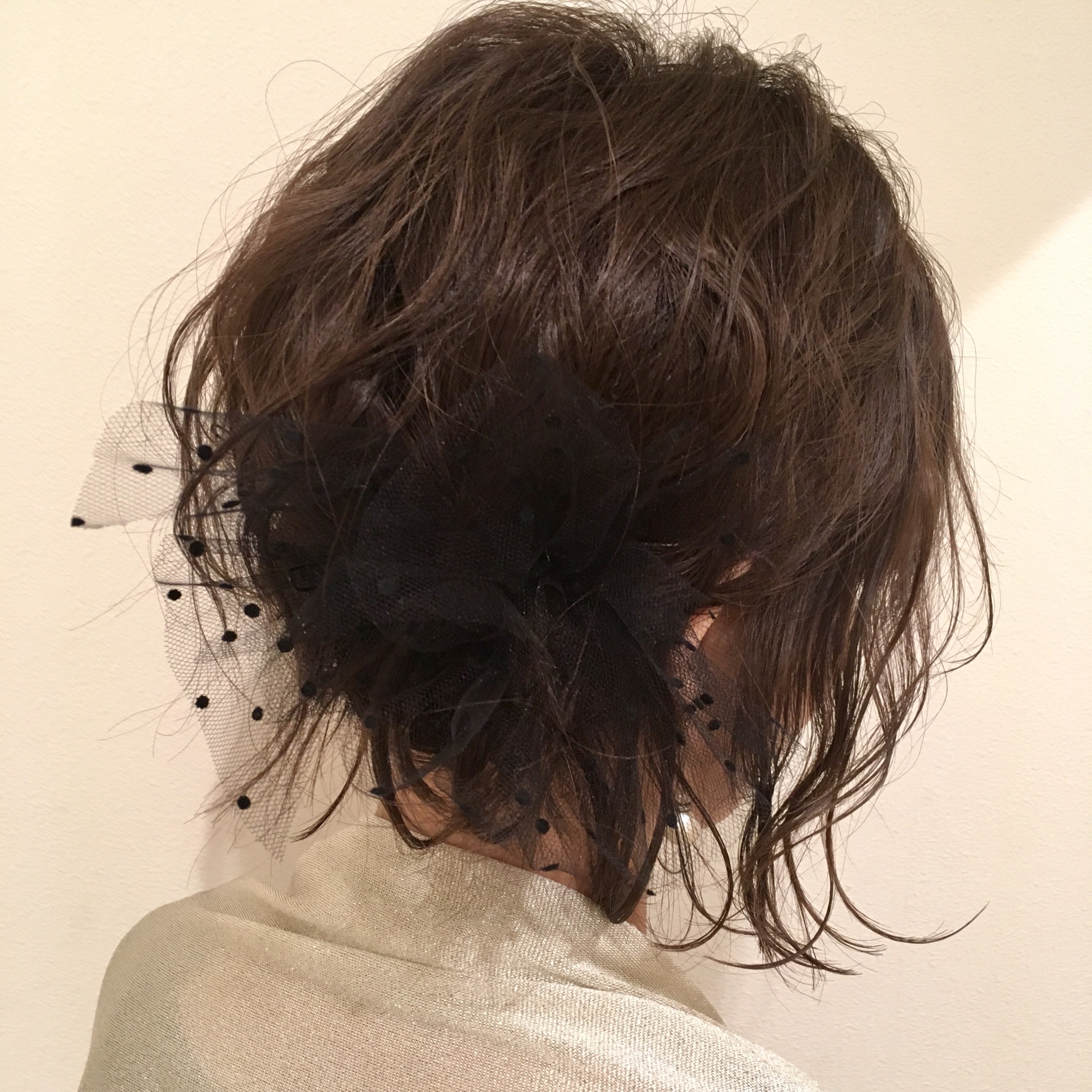 チュールでヘアアクセ♪